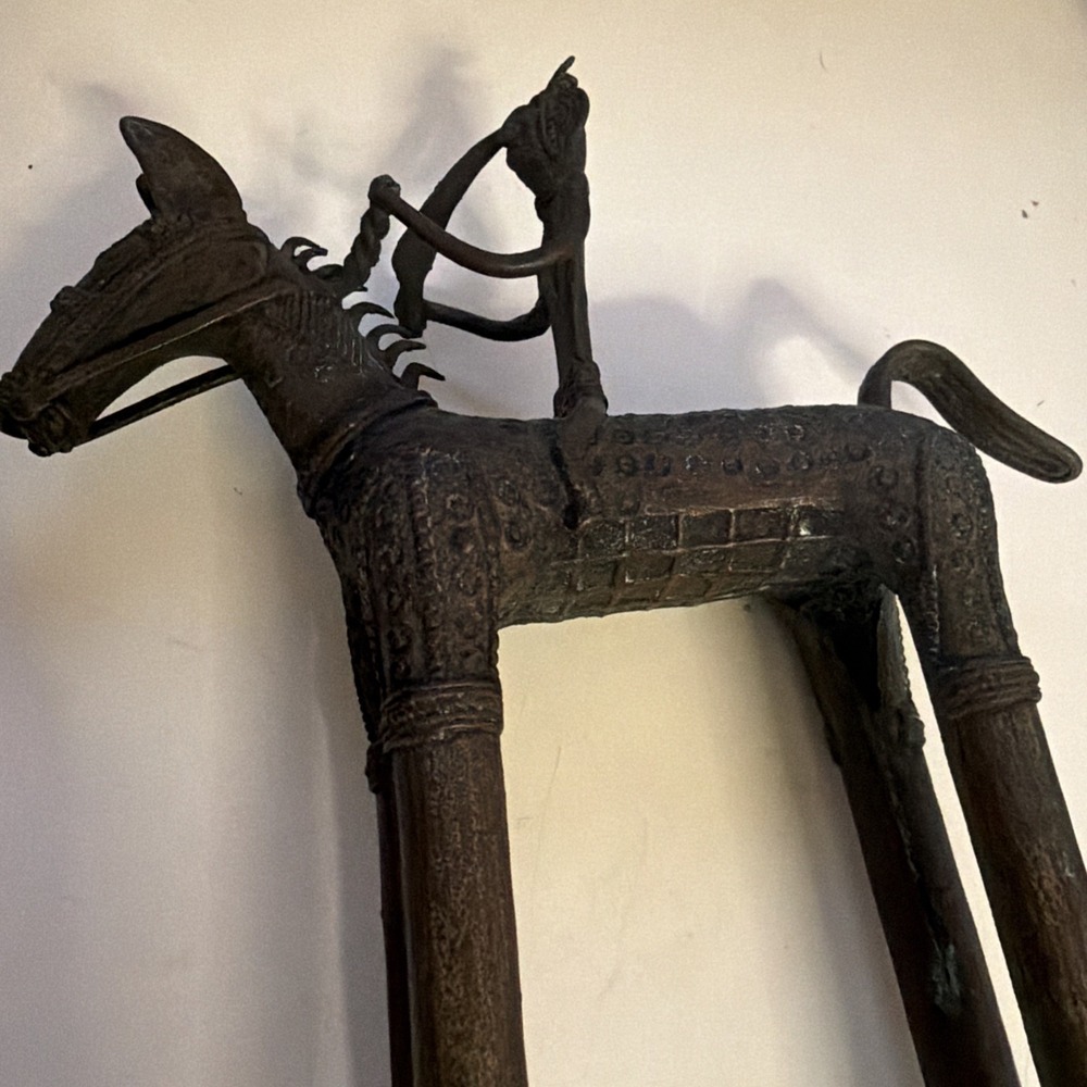Indian Warrior Rider Horse Brass Casted Handcrafted Figurine Vintage Art Decor - Picture 7 of 16